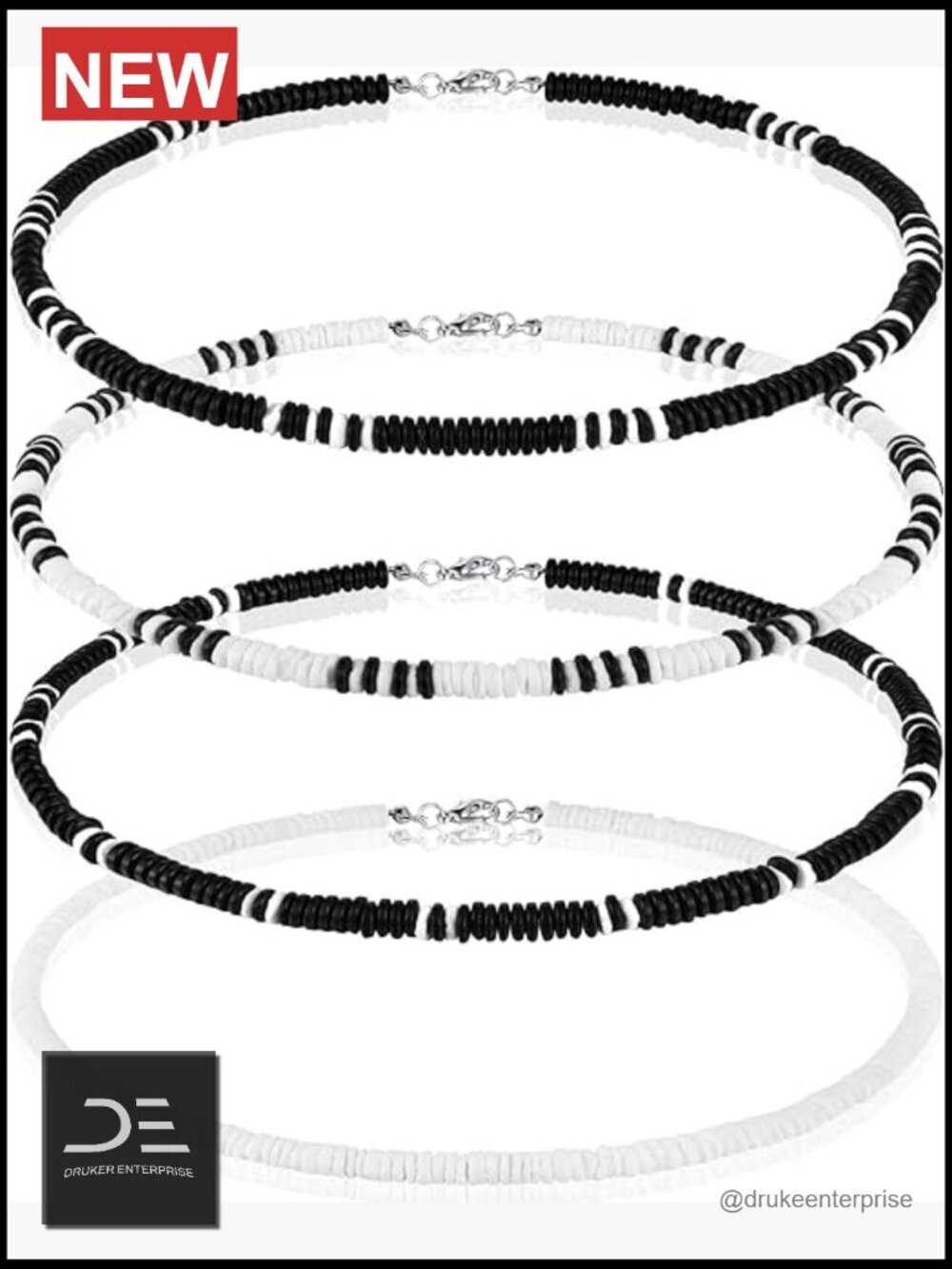 4 Pcs Puka Shell Necklace Set - Real Shells, Beaded Surfer Necklaces, Hawaiian